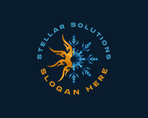 Fire Snowflake Temperature HVAC Logo