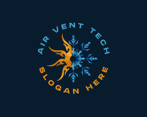 Fire Snowflake Temperature HVAC logo design