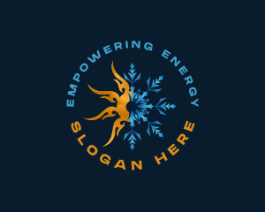 Fire Snowflake Temperature HVAC logo design