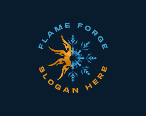 Fire Snowflake Temperature HVAC logo design