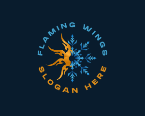 Fire Snowflake Temperature HVAC logo design