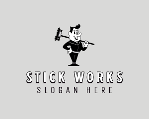 Janitorial Broom Cleaning logo design