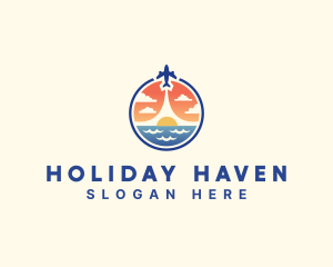 Ocean Plane Holiday Flight logo design