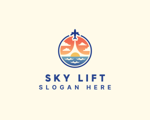 Ocean Plane Holiday Flight logo design