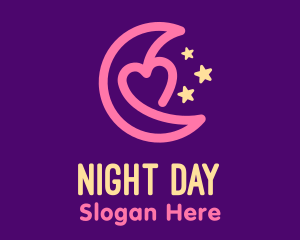 Pink Heart Night logo design