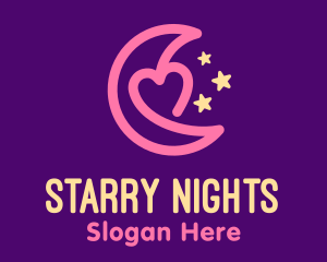 Pink Heart Night logo design