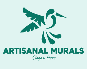 Green Flying Hummingbird logo design