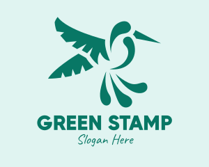 Green Flying Hummingbird logo design