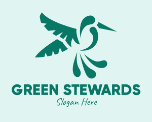 Green Flying Hummingbird logo design