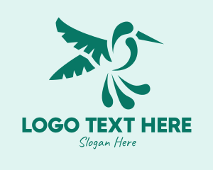 Feathers - Green Flying Hummingbird logo design