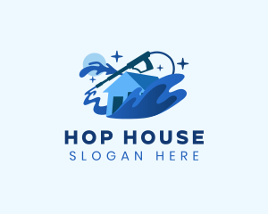 House Pressure Washer Wave logo design