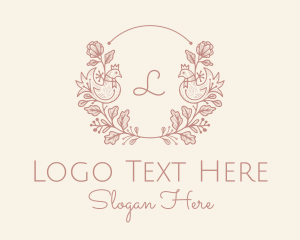 Decorative Bird Flower Wreath logo