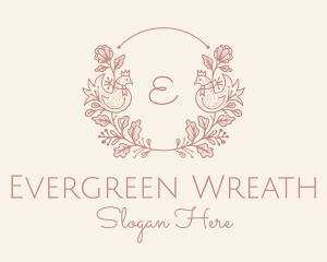 Decorative Bird Flower Wreath logo design