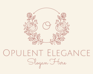 Decorative Bird Flower Wreath logo design