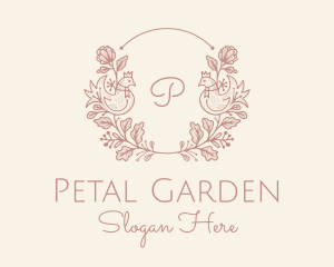 Decorative Bird Flower Wreath logo design