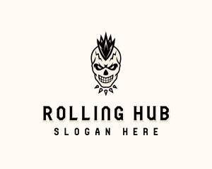 Skull Mohawk Rockstar logo design