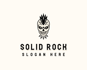 Skull Mohawk Rockstar logo design