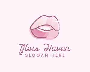 Watercolor Glossy Lips logo design