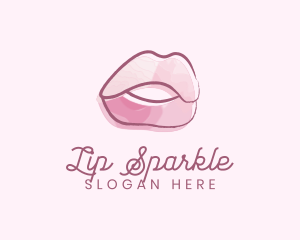 Watercolor Glossy Lips logo design