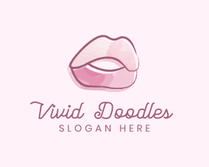 Watercolor Glossy Lips logo design