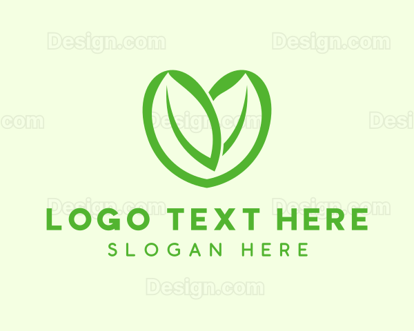 Green Eco Leaf Heart Logo