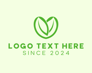 Green Eco Leaf Heart logo