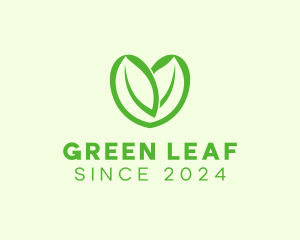 Green Eco Leaf Heart logo design