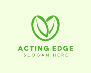 Green Eco Leaf Heart logo design