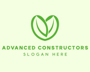 Green Eco Leaf Heart logo design