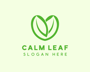 Green Eco Leaf Heart logo design