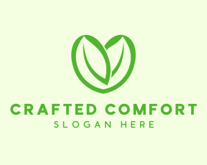 Green Eco Leaf Heart logo design