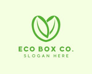 Green Eco Leaf Heart logo design