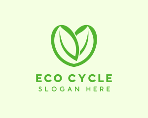 Green Eco Leaf Heart logo design