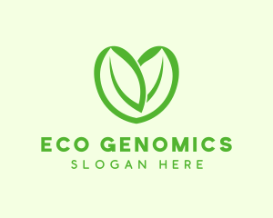 Green Eco Leaf Heart logo design