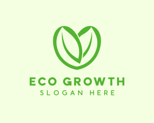 Green Eco Leaf Heart logo design