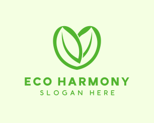 Green Eco Leaf Heart logo design