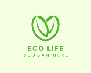 Green Eco Leaf Heart logo design