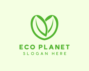 Green Eco Leaf Heart logo design