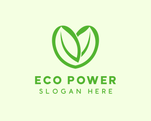 Green Eco Leaf Heart logo design