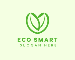 Green Eco Leaf Heart logo design