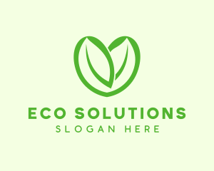 Green Eco Leaf Heart logo design