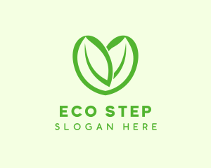 Green Eco Leaf Heart logo design