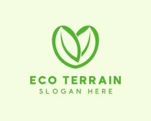 Green Eco Leaf Heart logo design