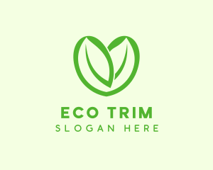 Green Eco Leaf Heart logo design