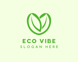 Green Eco Leaf Heart logo design