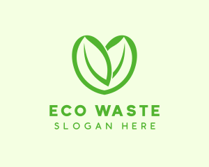 Green Eco Leaf Heart logo design