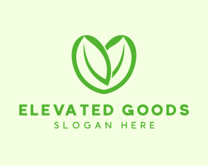 Green Eco Leaf Heart logo design