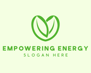 Green Eco Leaf Heart logo design