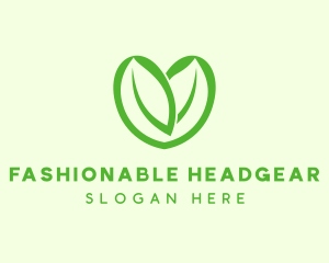 Green Eco Leaf Heart logo design