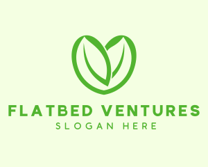 Green Eco Leaf Heart logo design